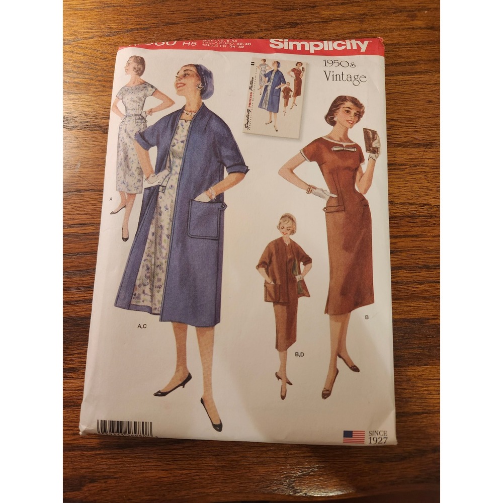 Simplicity S8980 1950s Vintage Sewing Pattern Misses Dress Coat Jacket Size 6-14